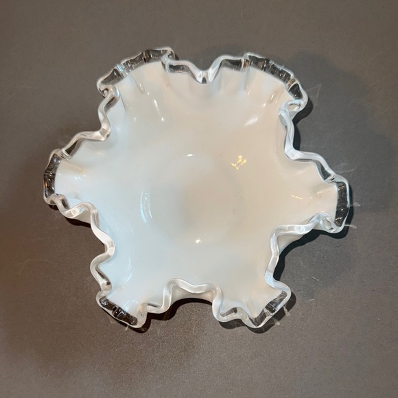 Fenton Other - Fenton Silver Crest Vintage Milk Glass Candy Dish Bowl 6 inch Crimped Edge